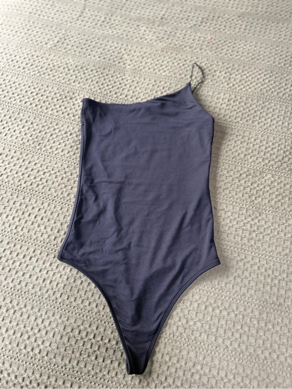 Aritzia Black Asymmetric Strap One-Piece Bodysuit